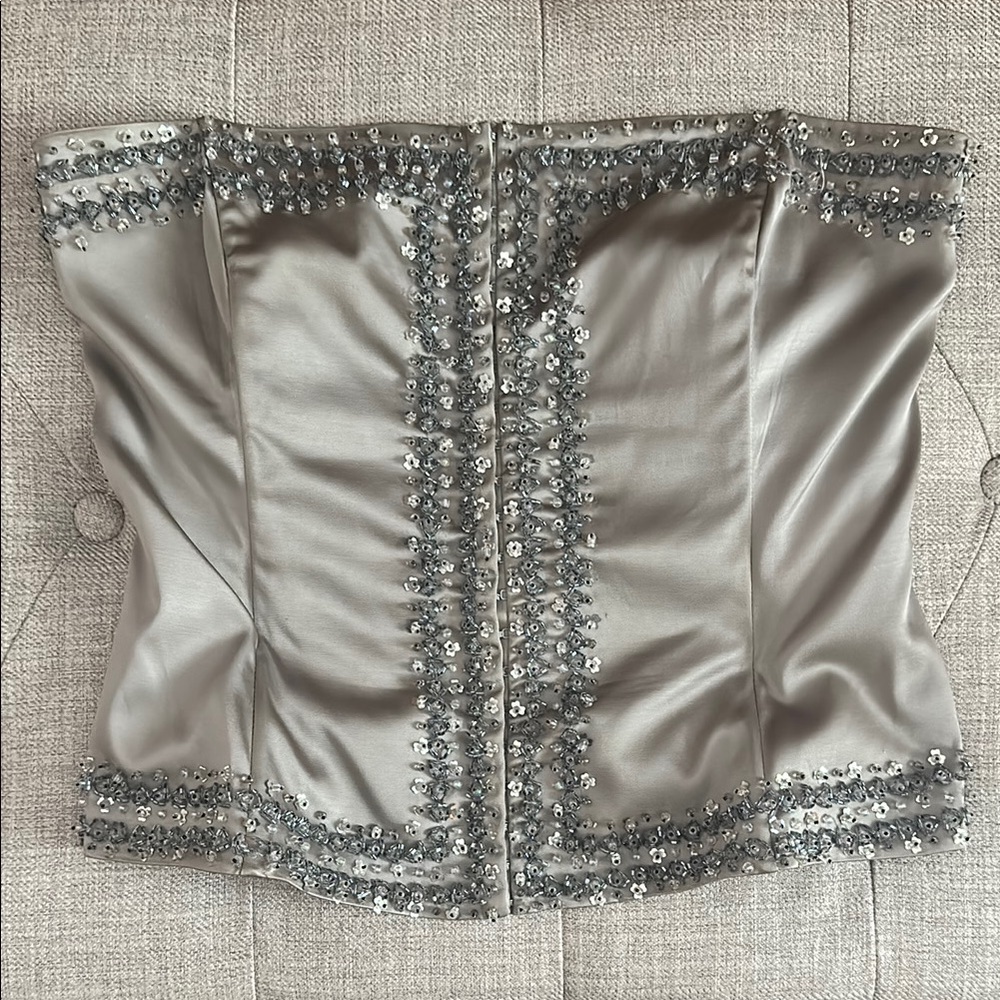 Silver and Grey Embellished Bustier
